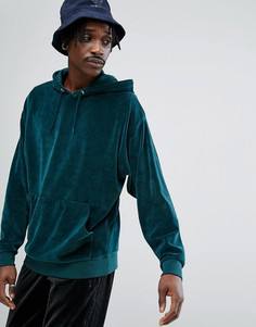 Велюровый худи оверсайз ASOS - Зеленый