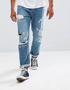 Выбеленные рваные джинсы свободного кроя River Island - Синий