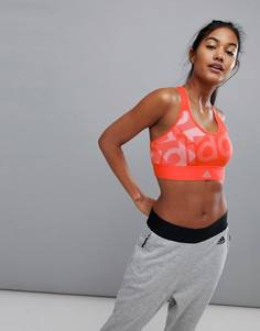 Коралловый спортивный бюстгальтер со средней степенью поддержки adidas Training - Розовый
