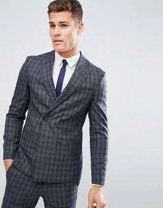 Темно-серый облегающий пиджак в клетку River Island - Серый