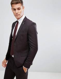 Темно-фиолетовый приталенный шерстяной пиджак River Island - Красный