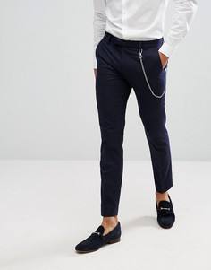 Темно-синие брюки в тонкую полоску с цепочкой River Island - Темно-синий