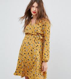 Платье для беременных с цветочным принтом и запахом New Look Maternity - Желтый