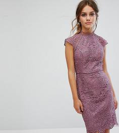 Кружевное платье-футляр миди Chi Chi London Petite - Фиолетовый