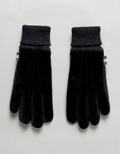 Черные трикотажные перчатки с замшевыми вставками Aquascutum - Черный