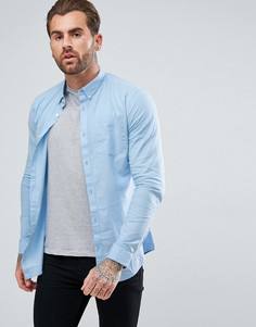 Голубая облегающая оксфордская рубашка River Island - Синий