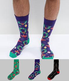 3 пары новогодних носков с принтом New Look - Мульти