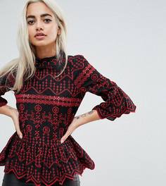 Топ с вырезным узором и вышивкой River Island Petite - Мульти