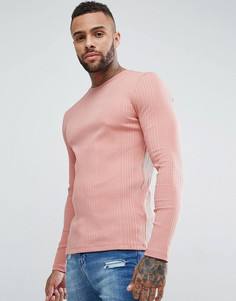 Розовый обтягивающий лонгслив в рубчик River Island - Розовый