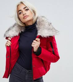 Дутая куртка с меховым воротником River Island Petite - Красный