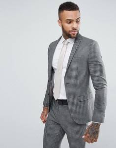 Серый приталенный пиджак в клетку River Island - Серый