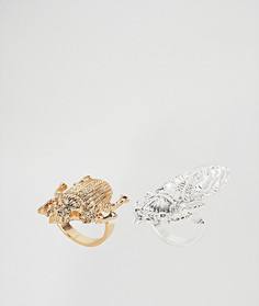 2 кольца с жуком Monki - Золотой