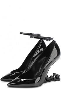 Лаковые туфли Opyum на фигурном каблуке Saint Laurent