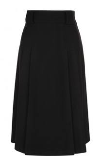 Однотонная шерстяная юбка-миди с поясом REDVALENTINO
