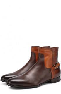 Кожаные полусапоги с внутренней меховой отделкой Santoni