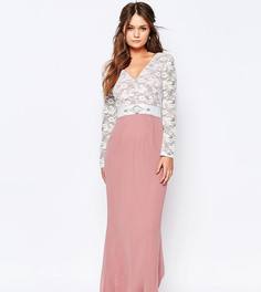 Платье макси с кружевным лифом и отделкой на талии Elise Ryan - Розовый