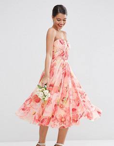 Сетчатое платье‑трансформер миди с цветочным принтом ASOS TALL WEDDING - Мульти