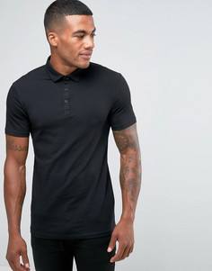 Черная футболка‑поло облегающего кроя River Island - Черный