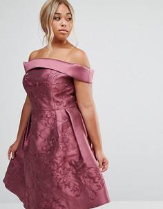 Платье миди с открытыми плечами Chi Chi London Plus - Фиолетовый