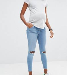 Рваные джинсы скинни для беременных с рваной отделкой ASOS Maternity Ridley - Синий