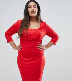 Платье-футляр с плиссировкой на груди Goddiva Plus - Красный