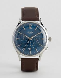 Часы-хронограф с коричневым кожаным ремешком Henry London Knightsbridge - Коричневый
