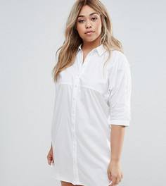 Платье-рубашка с кружевной отделкой на плечах River Island Plus - Белый