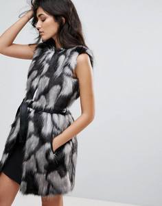 Жилет из искусственного меха с поясом Forever Unique - Мульти