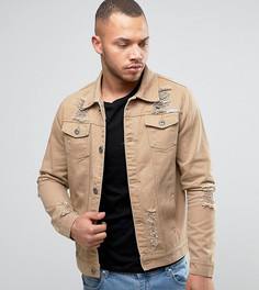 Светло-коричневая джинсовая куртка с рваной отделкой Liquor N Poker - Бежевый