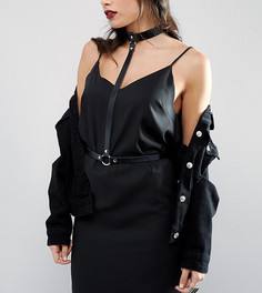 Кожаное ожерелье-чокер Retro Luxe London - Черный