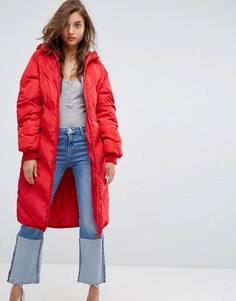 Дутая куртка с капюшоном Boohoo - Красный