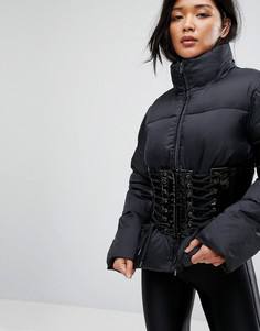 Дутая куртка с корсетом ASOS - Черный