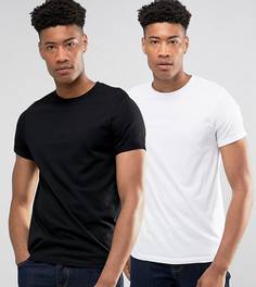 Набор из 2 футболок с подвернутыми рукавами (черная/белая) ASOS TALL - СКИДКА - Мульти