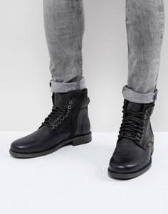 Черные кожаные ботинки с джинсовой отделкой Levis Emmerson - Черный