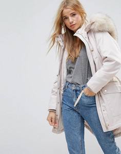 Длинная парка с воротником из искусственного меха Miss Selfridge - Мульти