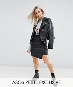 Дутая мини-юбка с молнией эксклюзивно для ASOS PETITE - Черный