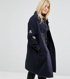 Пальто с нашивками в стиле милитари ASOS CURVE - Темно-синий