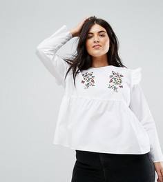 Топ с вышивкой и оборками Influence Plus - Белый