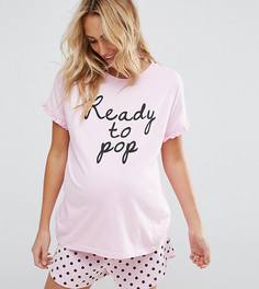 Пижамный комплект с шортами и принтом Ready To Pop ASOS Maternity - Розовый