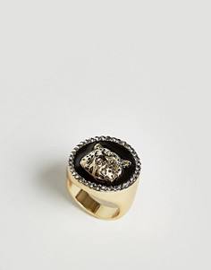 Золотистое кольцо-печатка с гепардом ASOS - Золотой