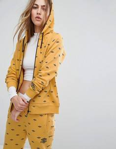 Худи на молнии со сплошным принтом логотипов Umbro - Желтый