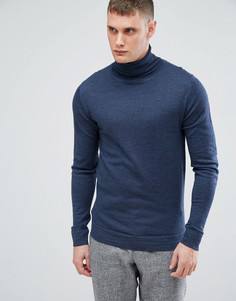 Джемпер из мериносовой шерсти с отворачивающимся воротником Lindbergh - Синий