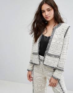 Пиджак букле с бахромой Moon River - Белый