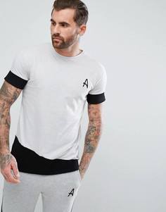 Серая обтягивающая футболка с черными вставками Aces Couture - Серый