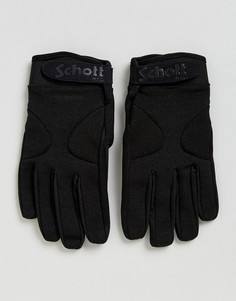 Черные нейлоновые перчатки с флисовой подкладкой Schott - Черный