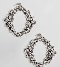 Броские серебряные серьги с цветочной отделкой Regal Rose - Серебряный