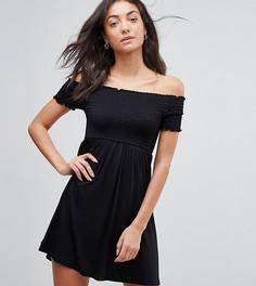Сарафан с открытыми плечами и присборенной вставкой ASOS TALL - Черный