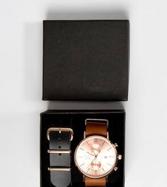 Часы с хронографом и сменным кожаным ремешком (коричневый, черный) Reclaimed Vintage эксклюзивно для ASOS - Подарочный набор - Коричневый