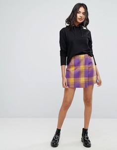 Мини-юбка в клетку с запахом PrettyLittleThing - Мульти