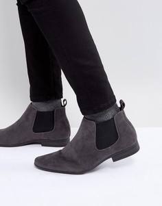 Серые ботинки челси из искусственной замши New Look - Серый